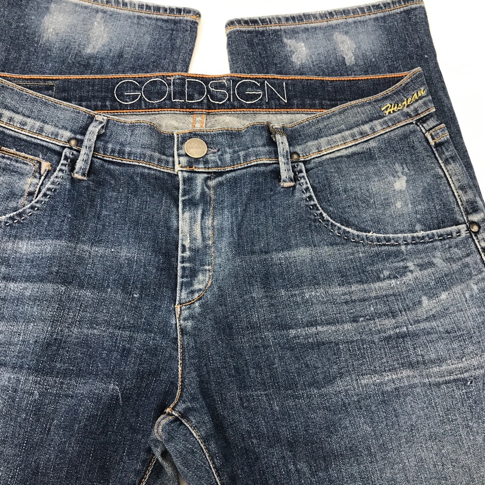 Goldsign High Rise Straight Leg Distressed Jeans - Picture 2 of 5